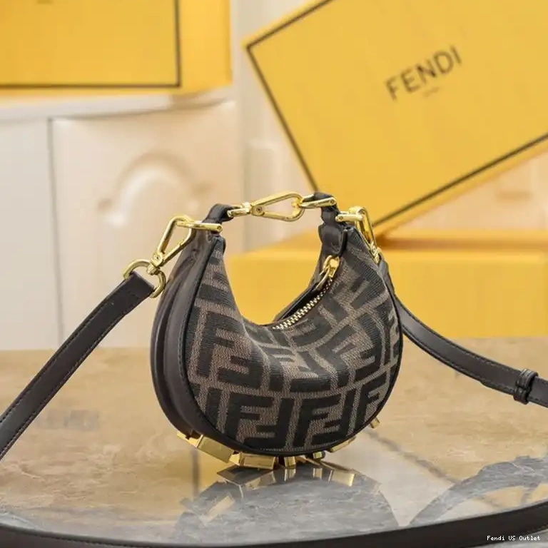 Cheap HOT Fendi In Motif Hobo Fabric FF Brown Bag Nano Fendigraphy 0520
